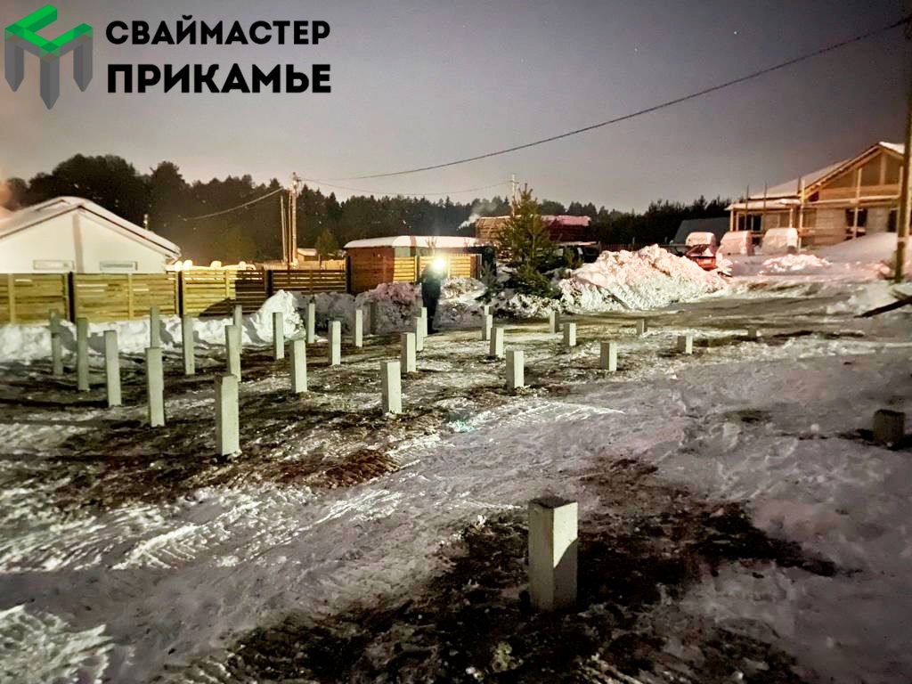 Возведение свайного фундамента для дома из бруса в г. Соликамск, Пермский край