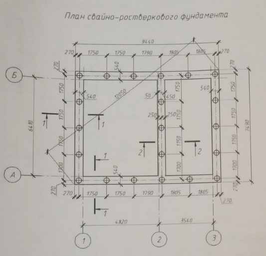 Схема свайного поля для дома в р/б Углеуральский (Губаха)